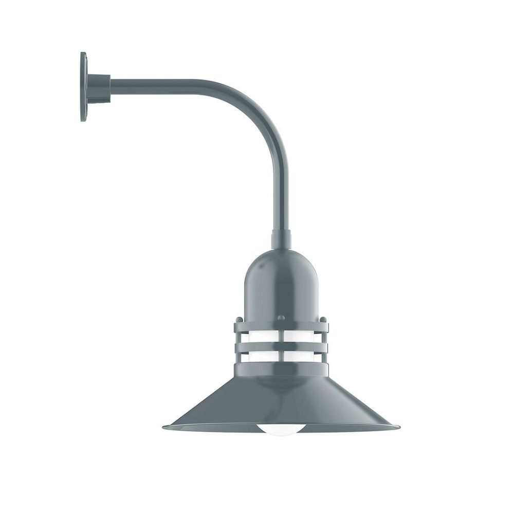 Montclair Lightworks GNU150-40-B01 16" Atomic Shade, Curved Arm Wall Mount, Decorative Canopy Cover, Slate Gray